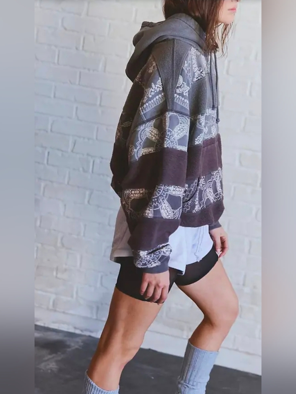 Free People Final Call Bandana Logo Hoodie Chocolate Medium Oversized NWT$168 - Picture 6 of 11